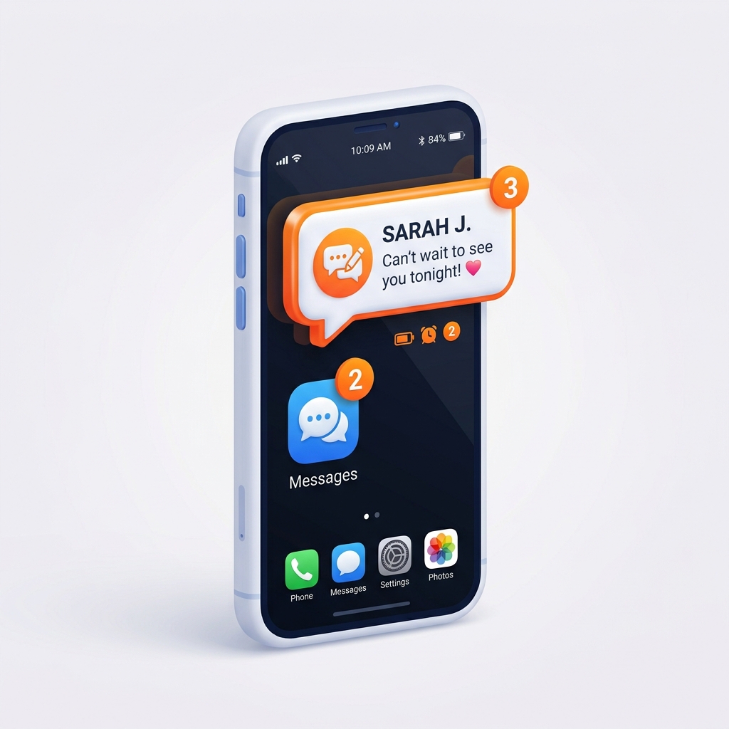 Mobile Phone showing SMS alerts